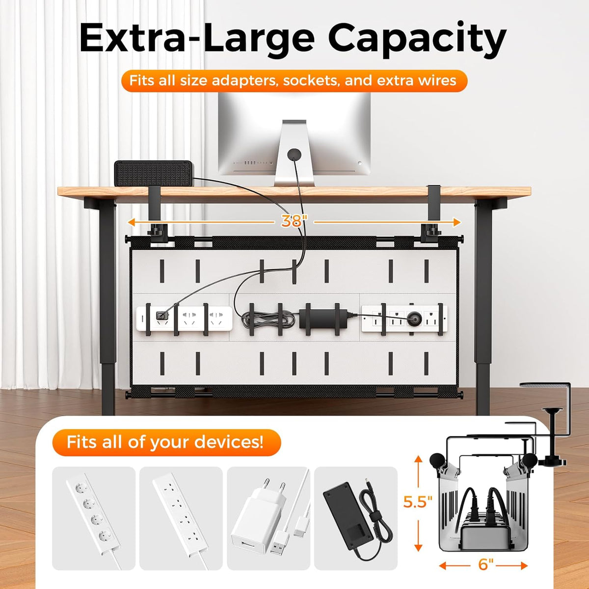 Cable Management Tray Under Desk