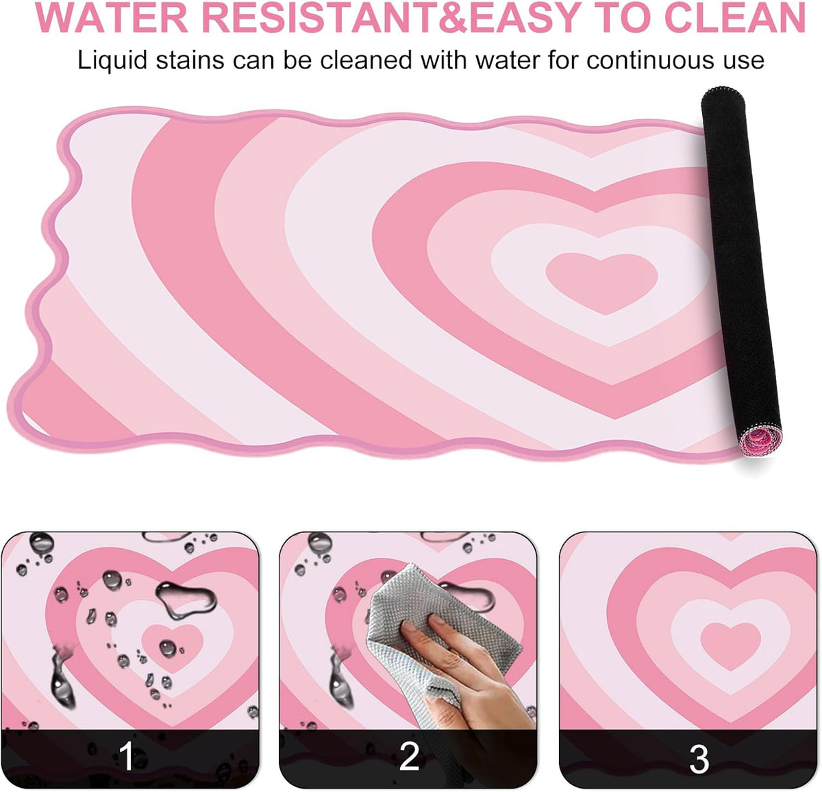 Pink Mouse Pad, Cute Desk Mat XXL Large Scalloped Gaming Mousepad