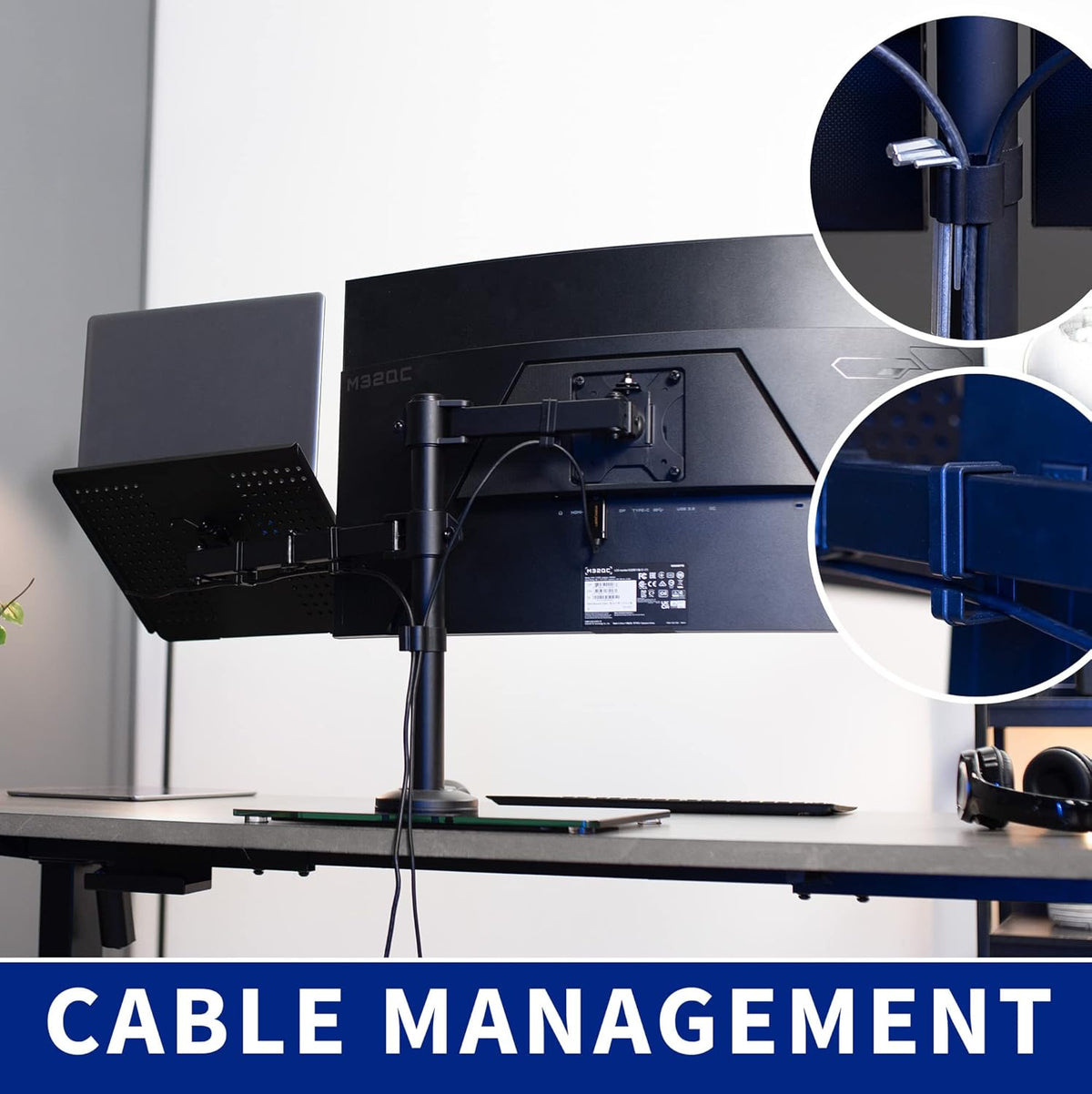 Free Standing Single Computer Monitor and Laptop Combo Desk Stand