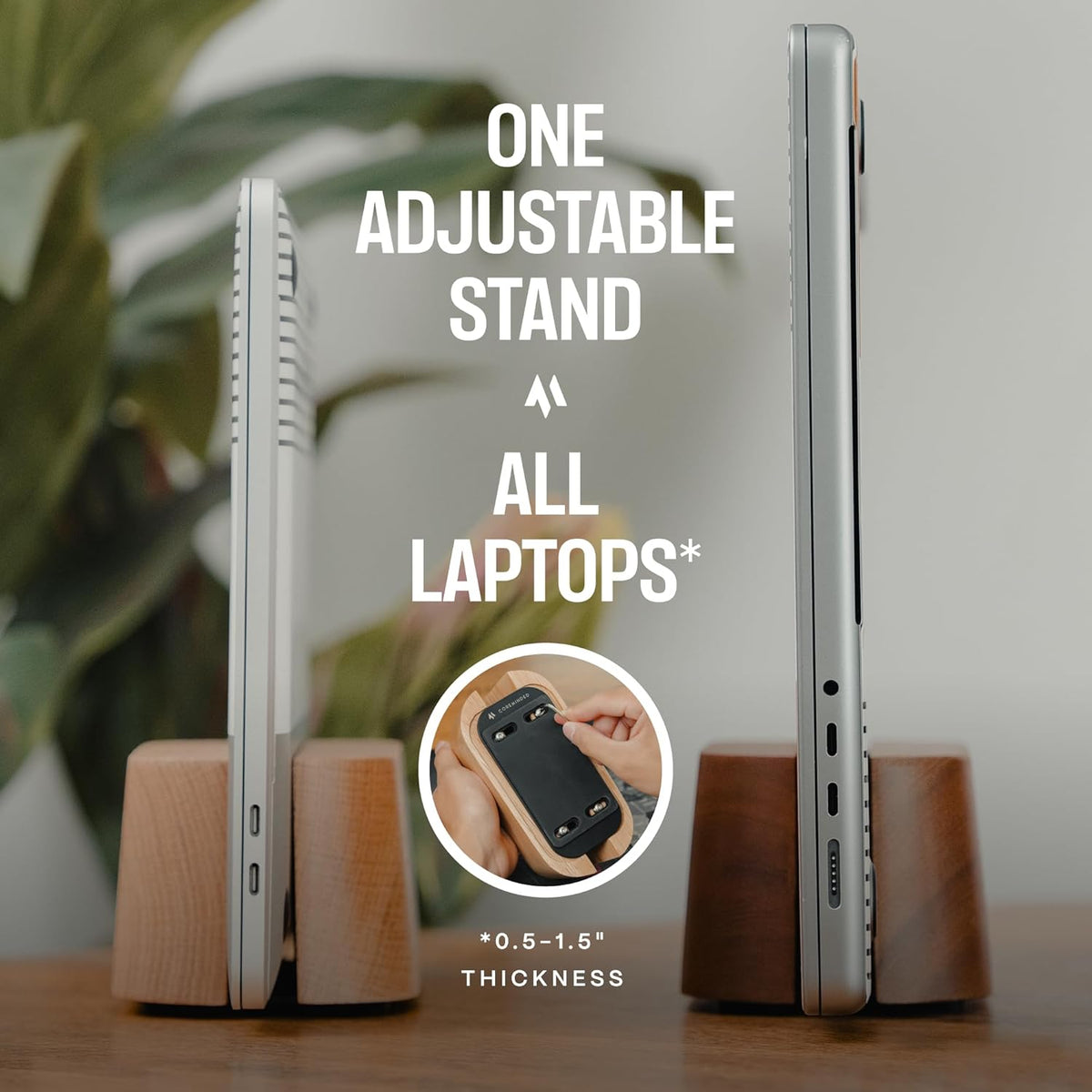 Adjustable Vertical Laptop Stand, Walnut