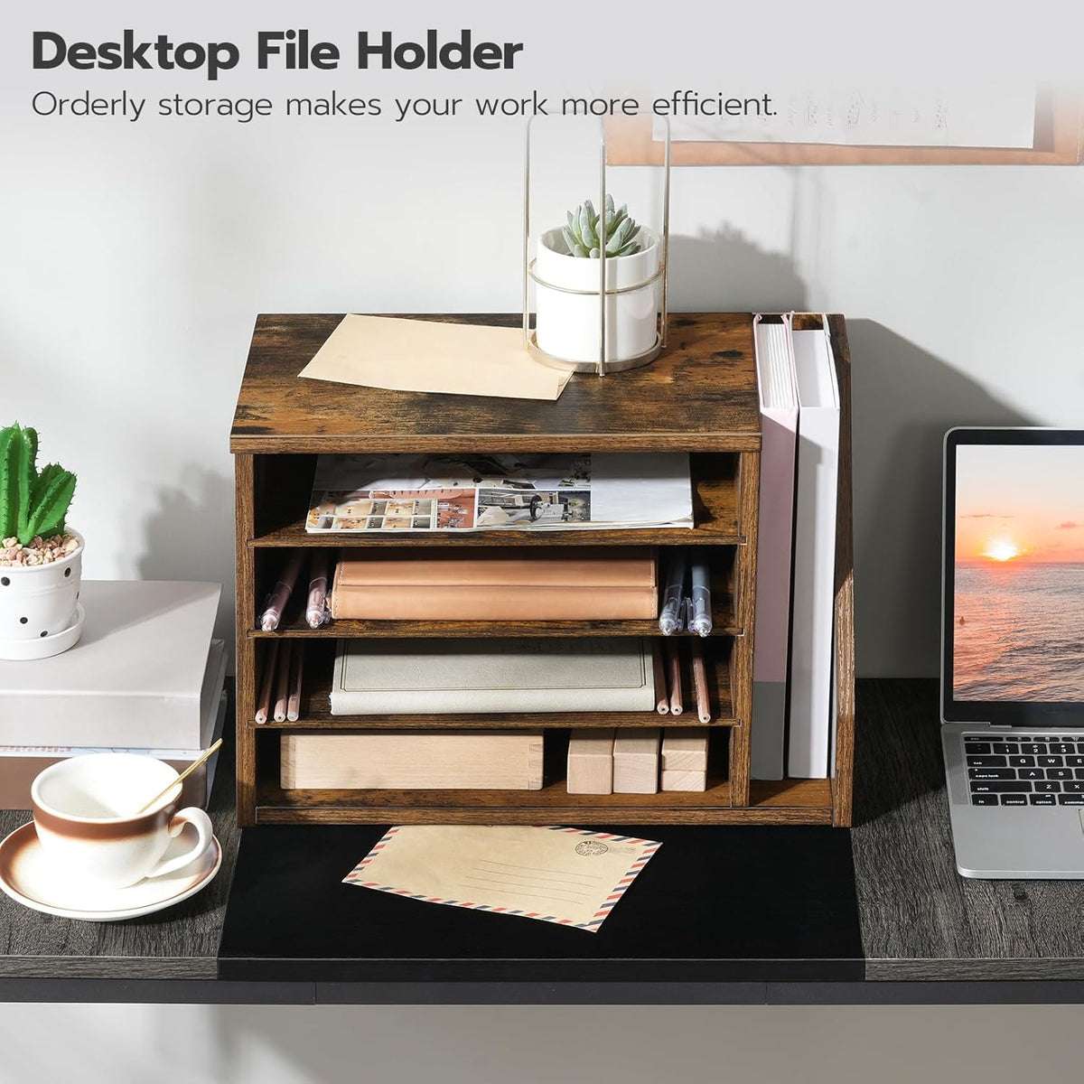 Mail Sorter, Literature Organizer with Adjustable Shelves