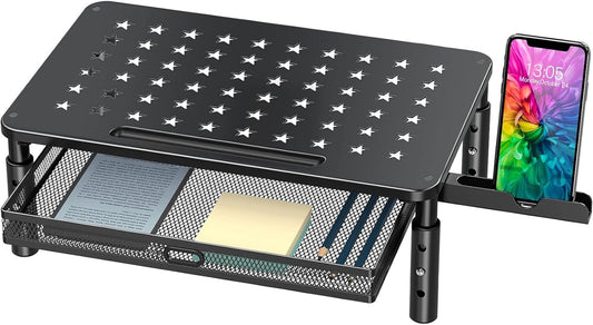 Monitor Stand Riser with Metal Mesh Drawer