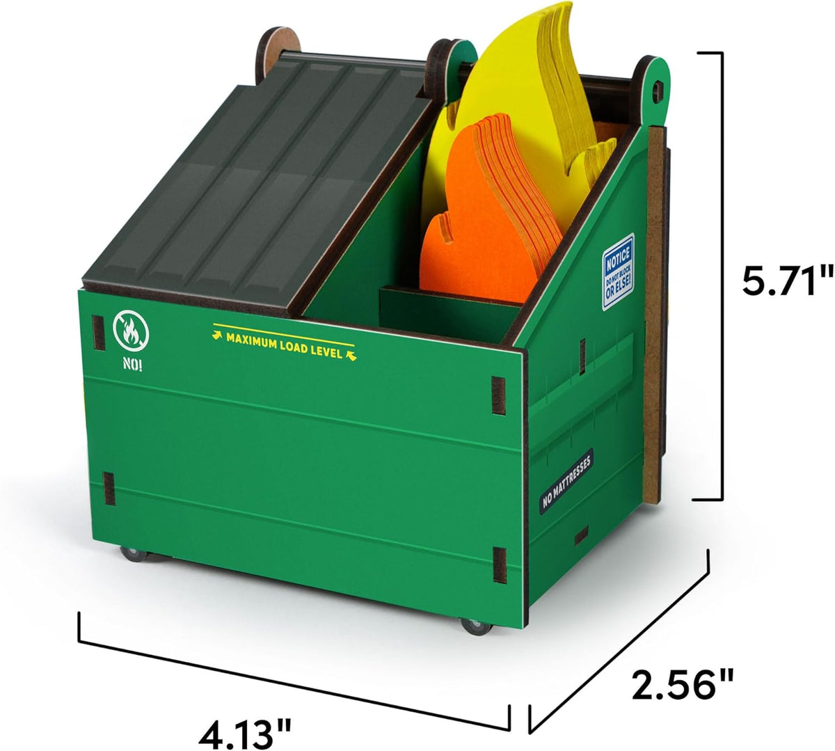 Desk Dumpster Pencil Holder with 100+ Flame Note Cards