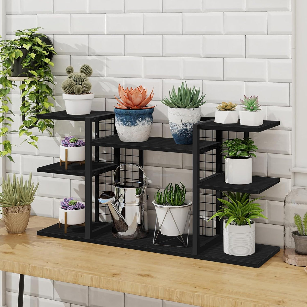 Desktop Bookshelf, 4 Tier Wood Desk Organizer Shelf