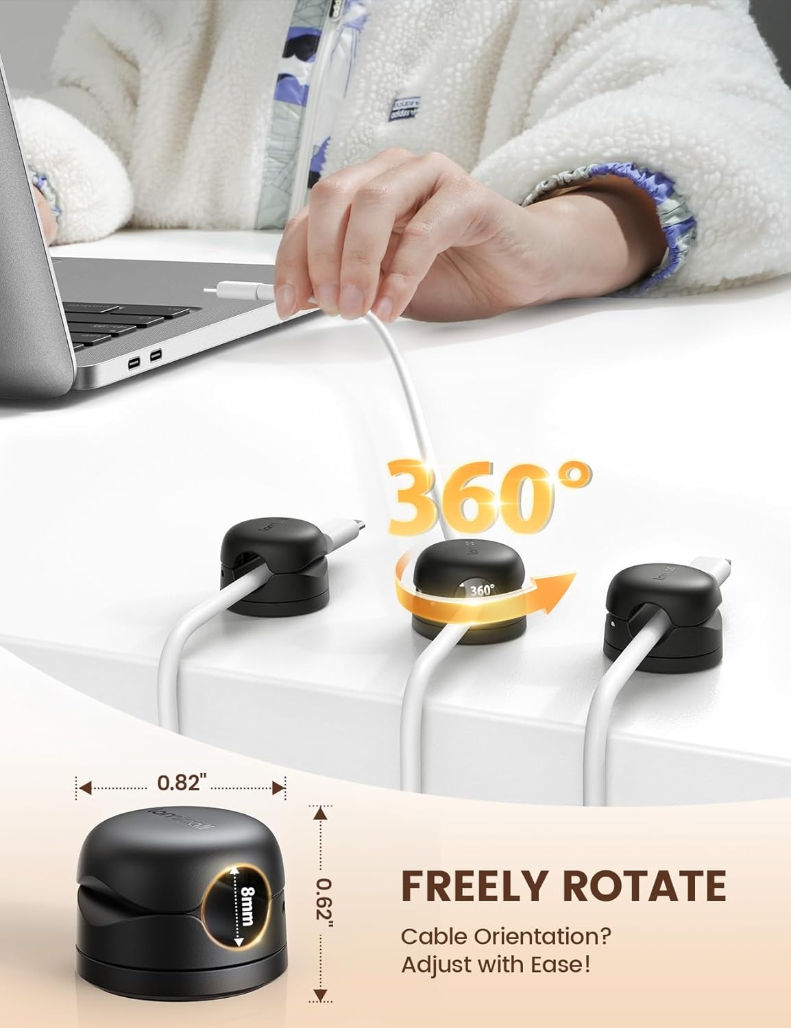 Rotatable Cord Organizer, 6Pack