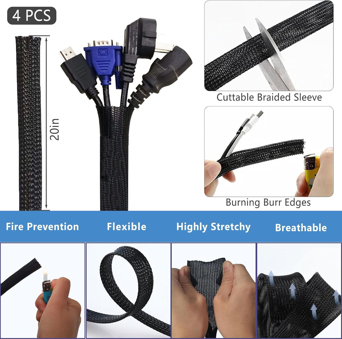 Cable Management Kit 4 Cable Sleeve