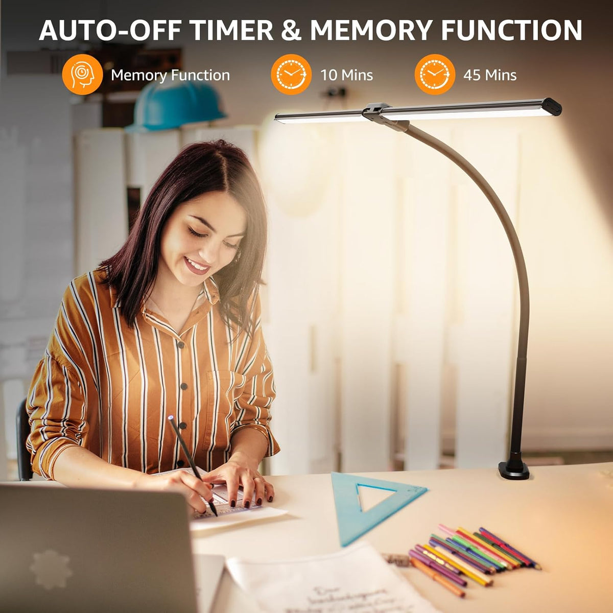 LED Desk Lamp, 31.5" Ultra Wide Double Head Architect Light with Clamp