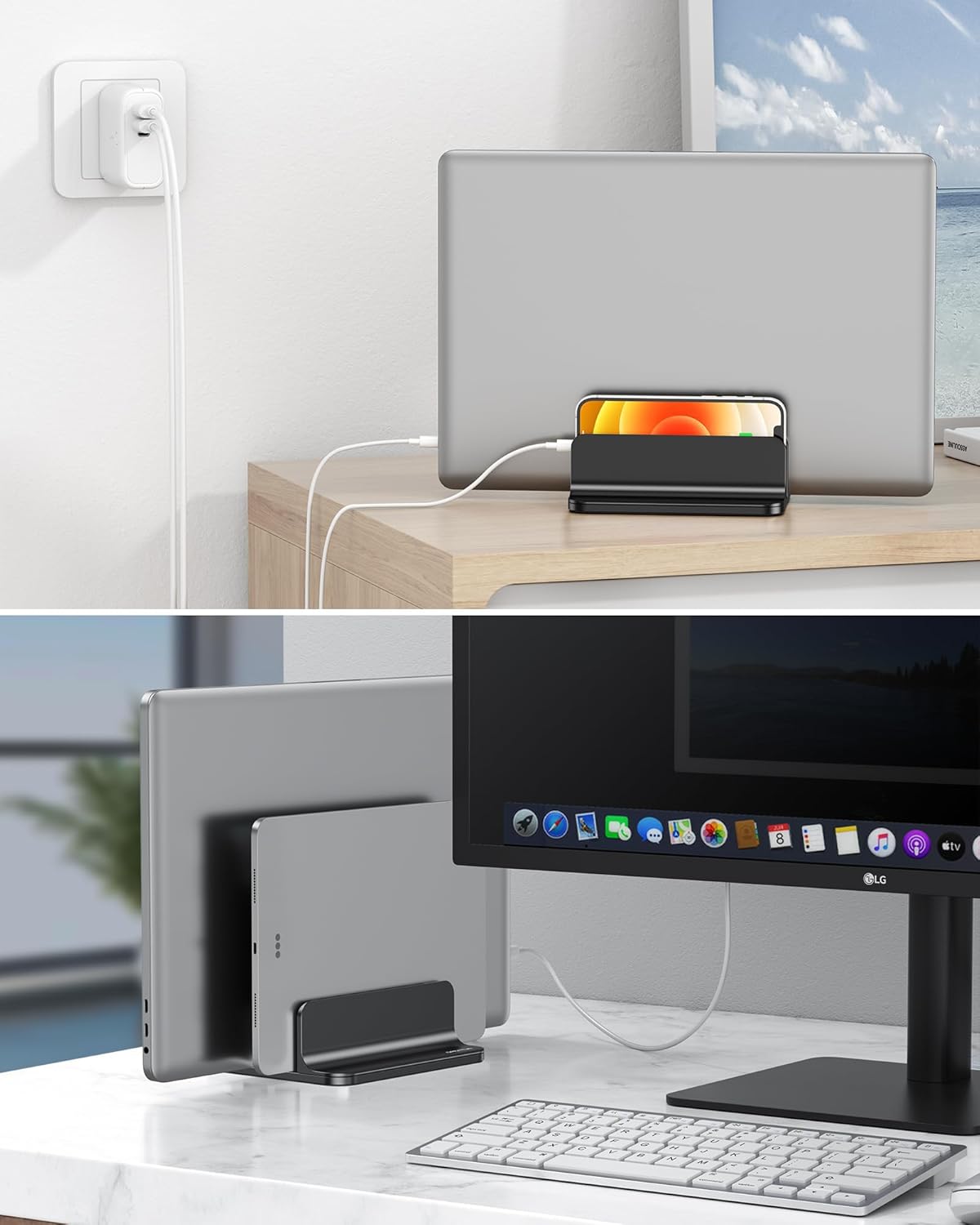 Vertical Laptop Stand [Updated Double Version], Black