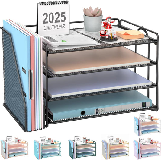 4-Tier Paper Organizer With Magazine Holder