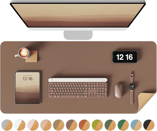 Double-Sided Desk Pad, 31.5"x15.7"Leather Desk Mat