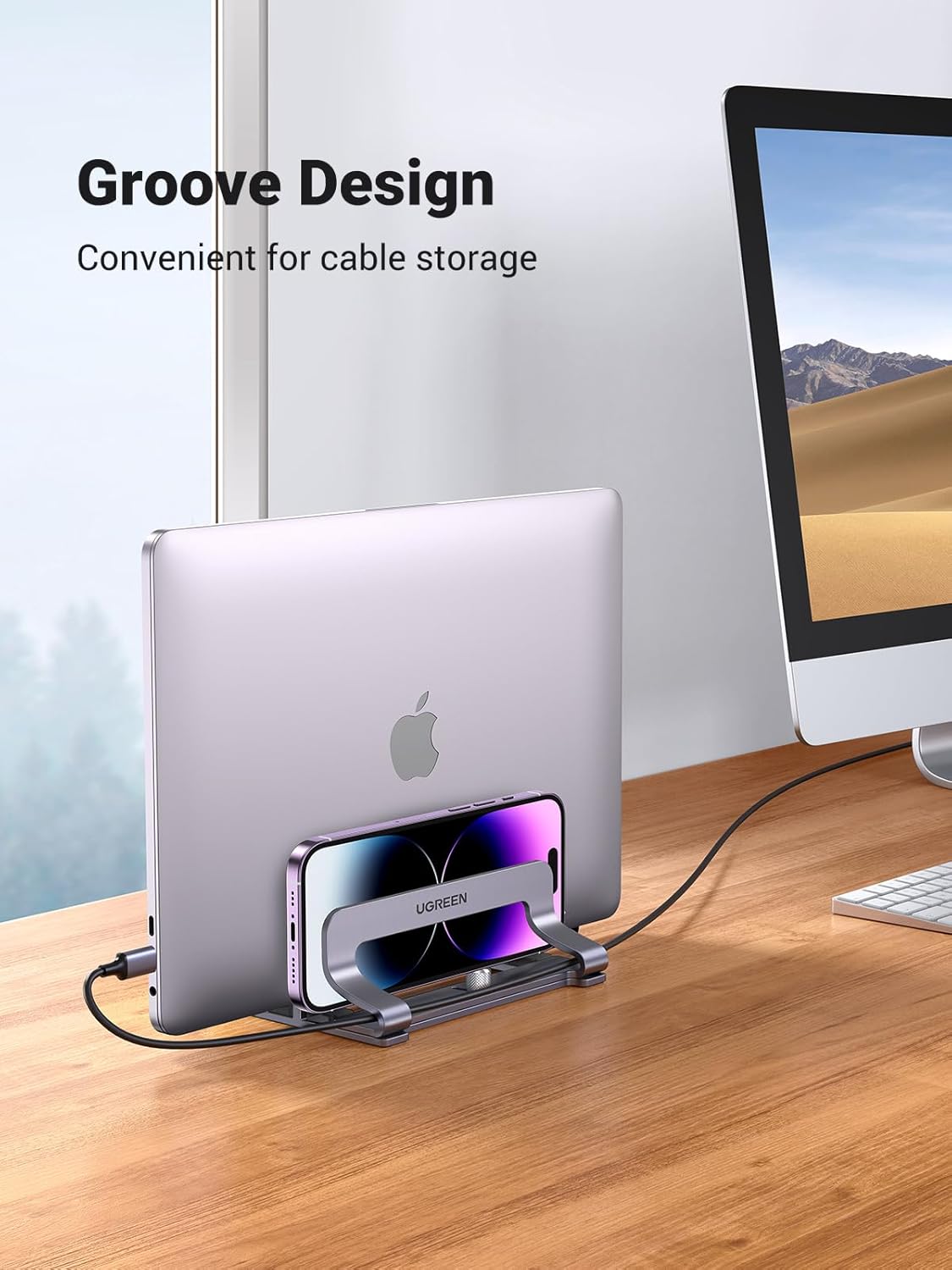 2-Slot Vertical Laptop Stand Holder Desk
