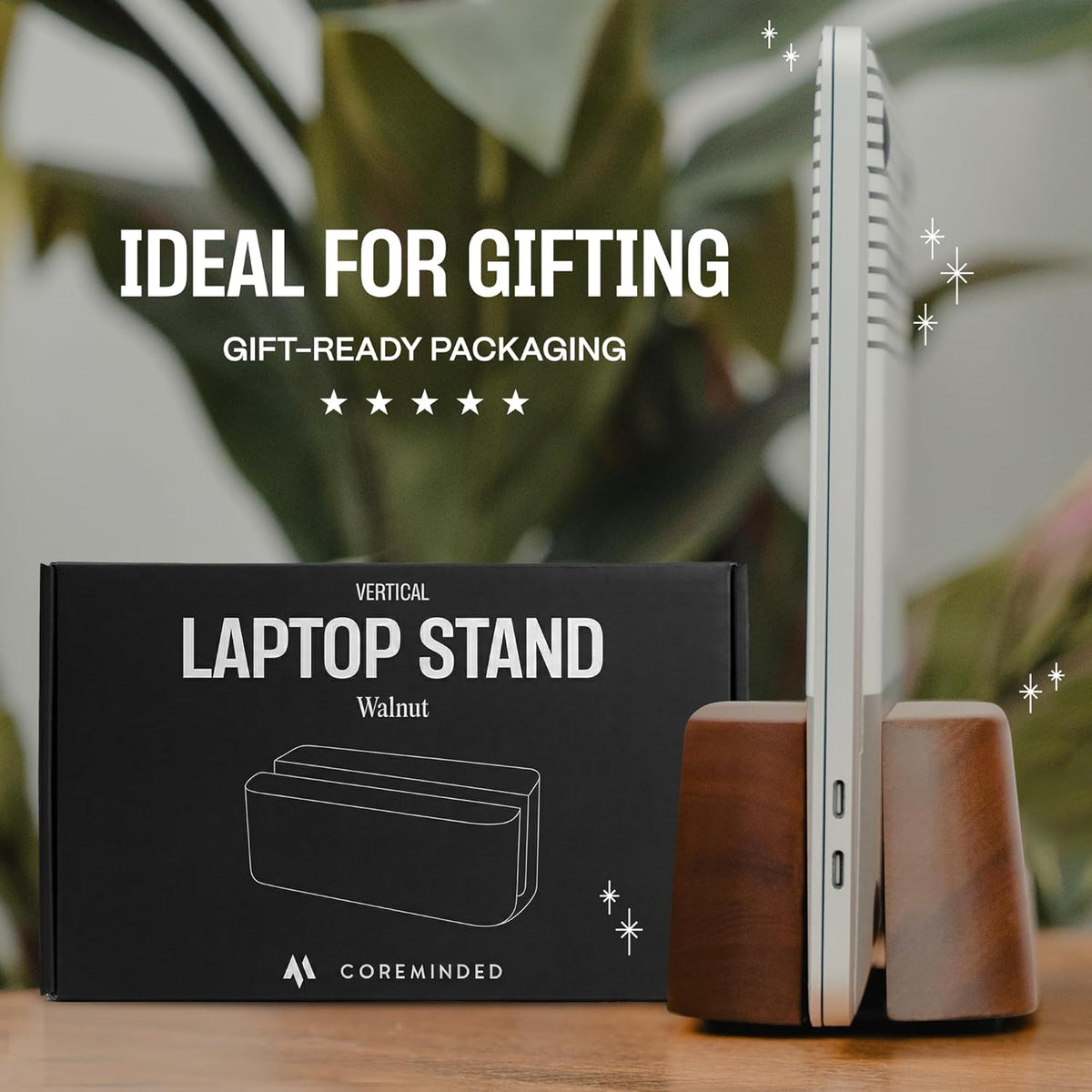 Adjustable Vertical Laptop Stand, Walnut