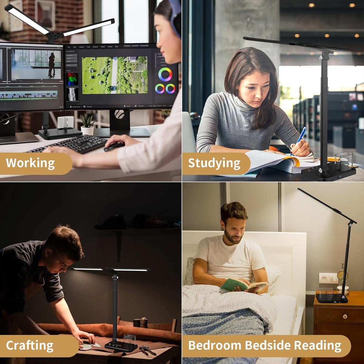 LED Desk Lamp, Dual Heads