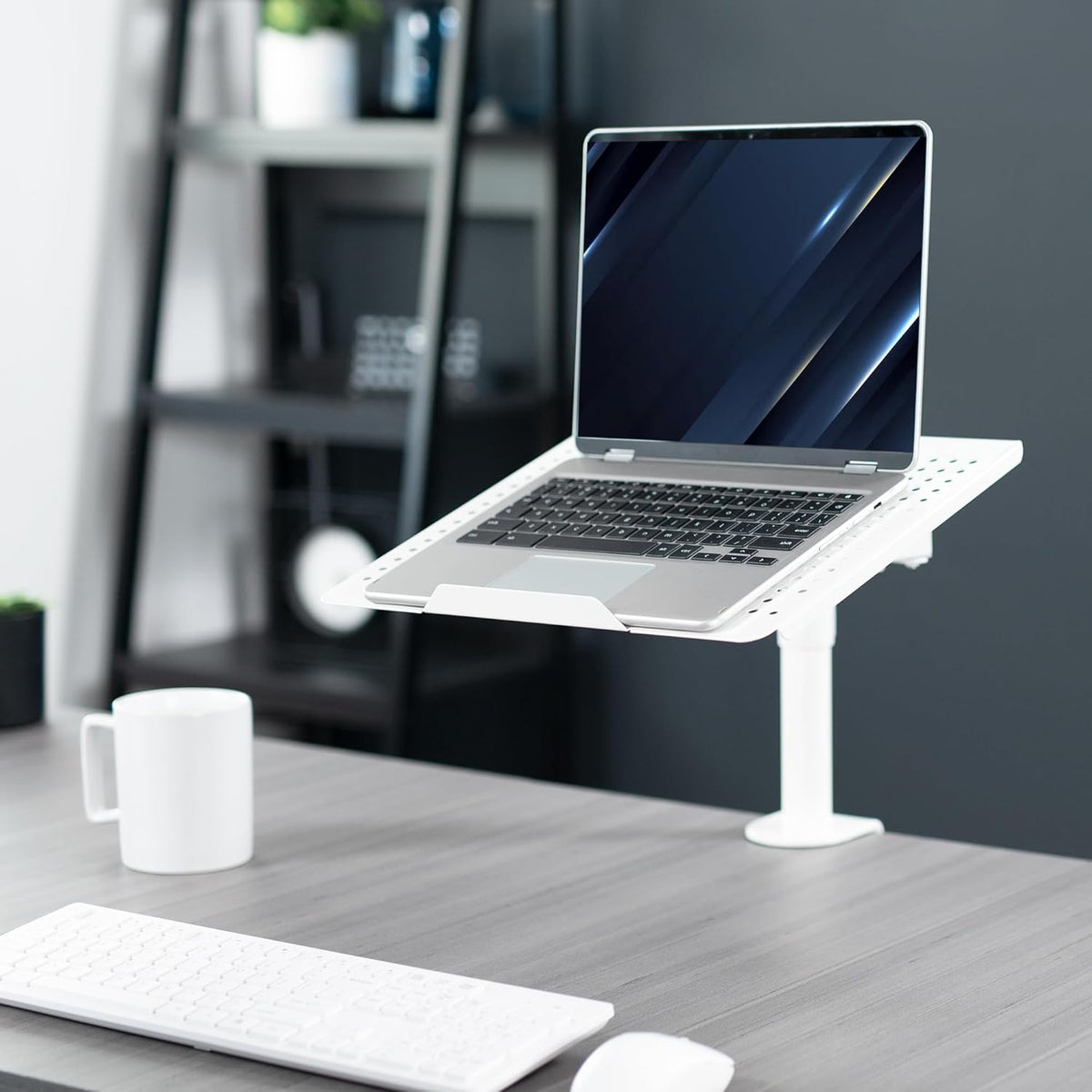 Single Laptop Notebook Desk Mount Stand, White