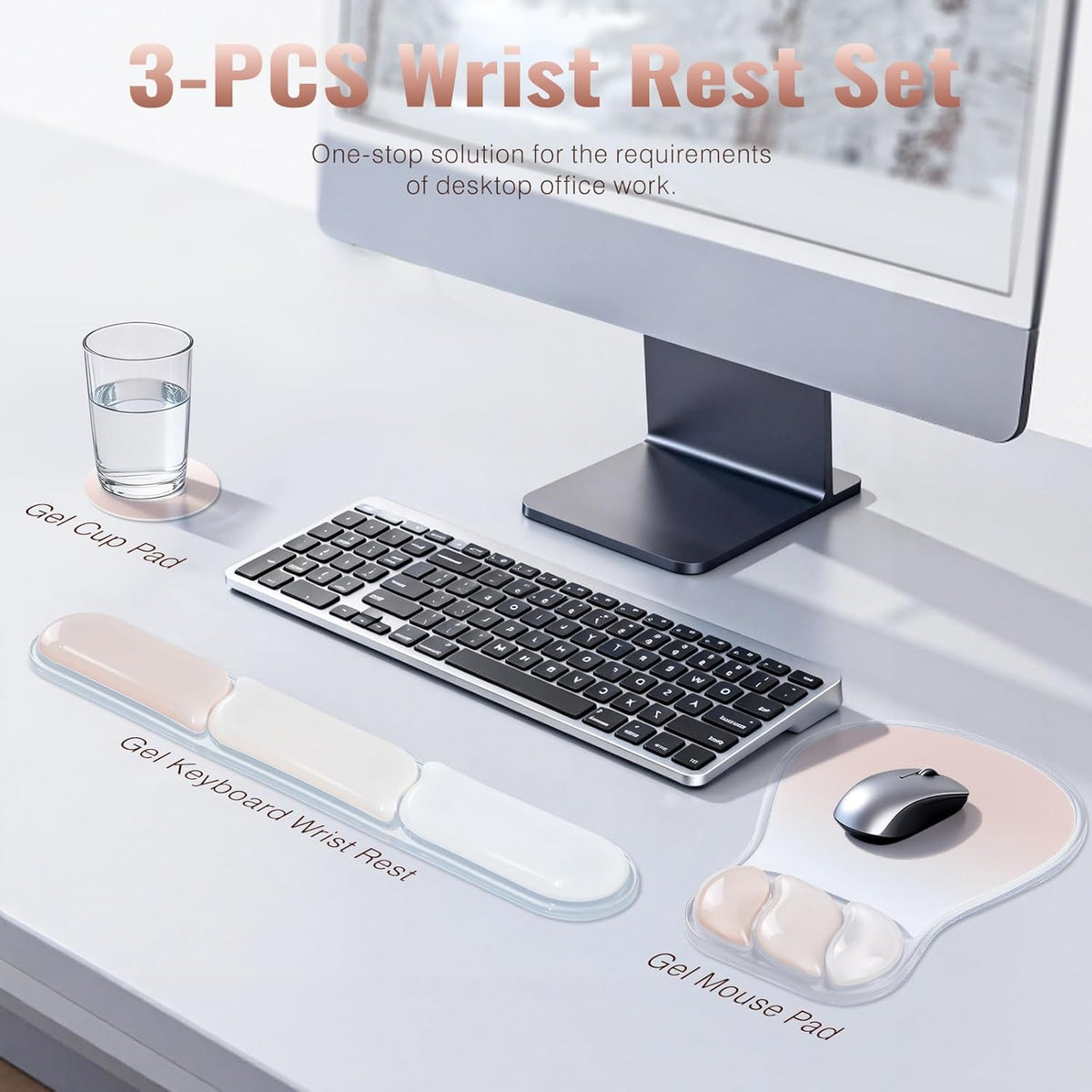 Mouse Pad with Wrist Rest Set Gel Ergonomic Keyboard Wrist Support