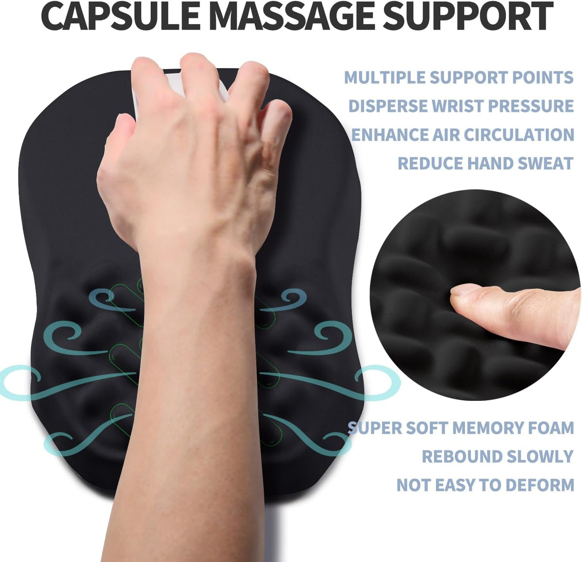 Ergonomic Raised Mouse Pad Wrist Support with Bilateral Slope Memory, 11.8x7.9