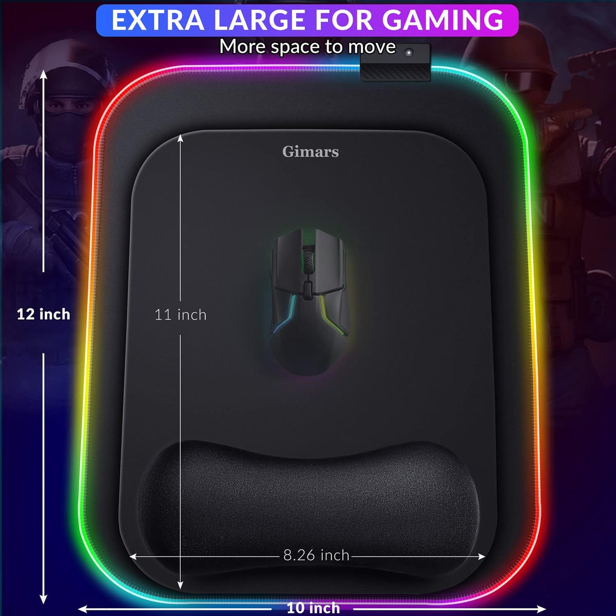 RGB Mouse Pad with Wrist Rest Support