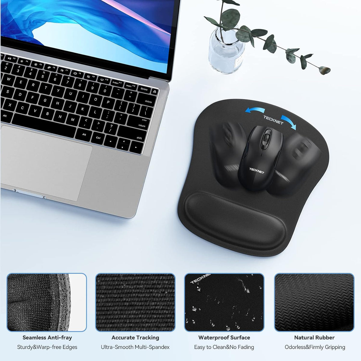 Keyboard Wrist Rest and Mouse Pad with Wrist Support, Black