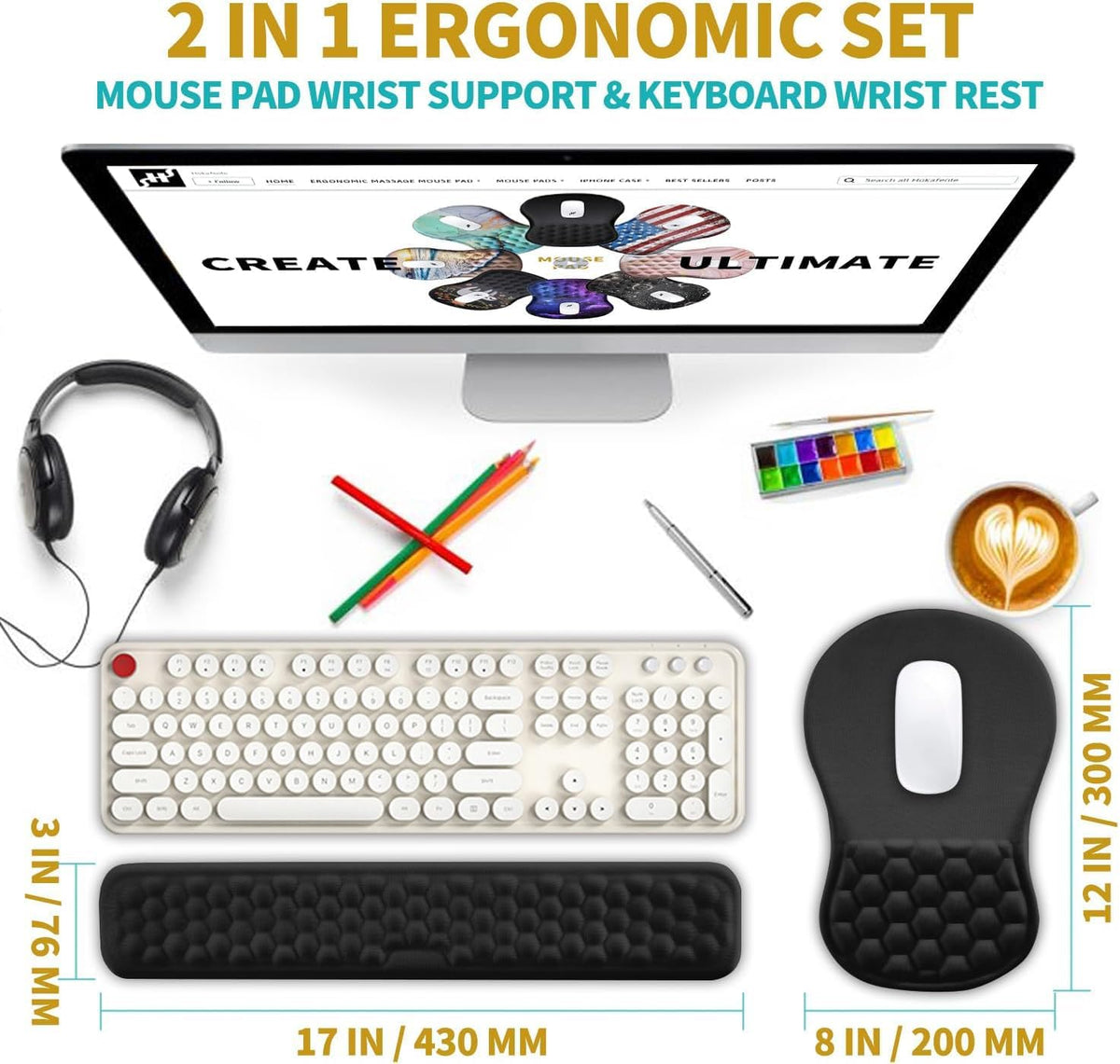 2 in 1 Ergonomic Mouse Pad Wrist Support & Wrist Rest
