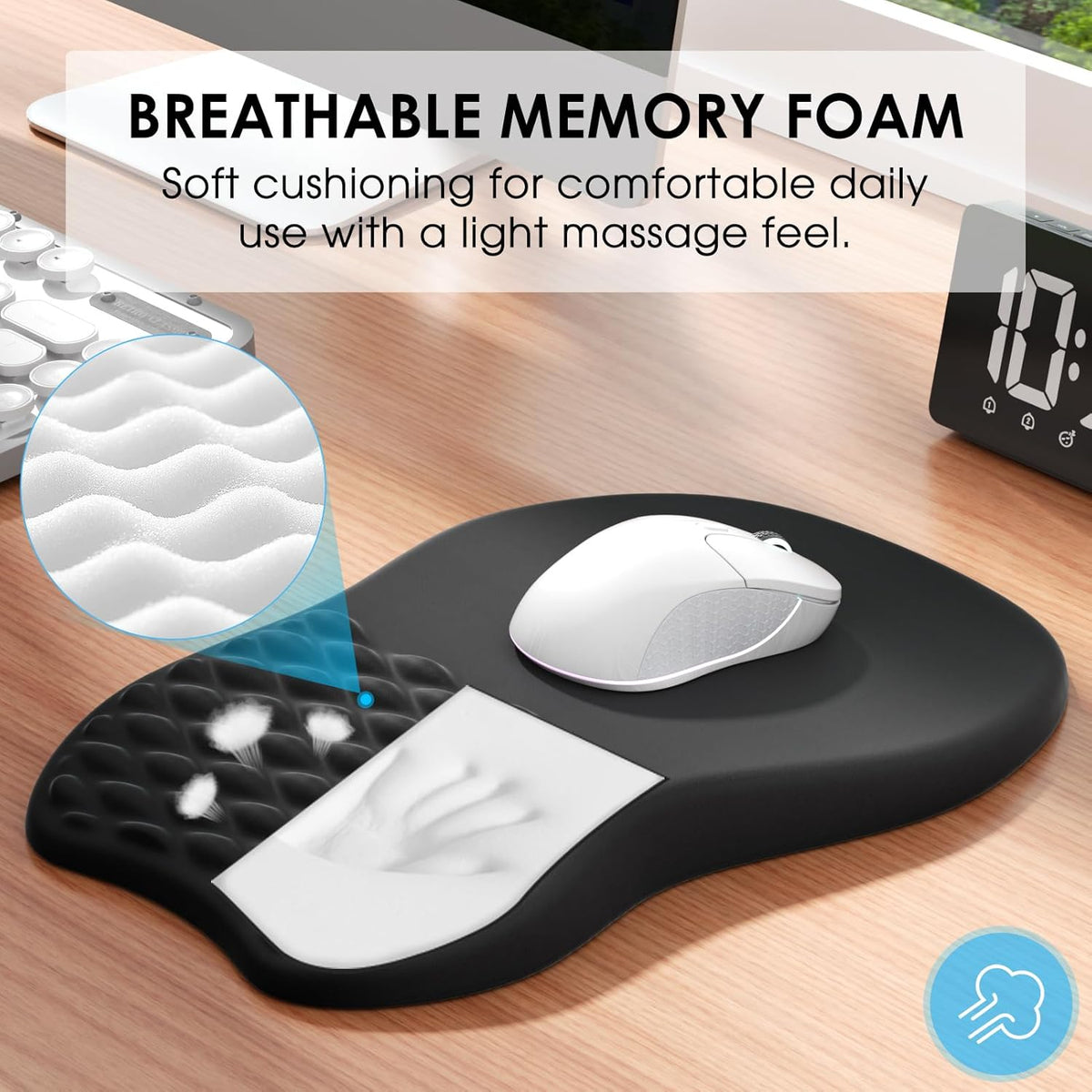Ergonomic Mouse Pad with Wrist Support, Black