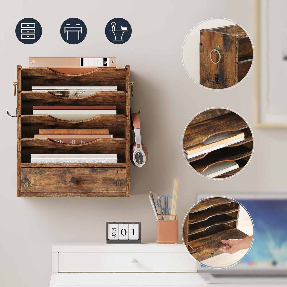 Wall File Organizer, Mail Organizer Wall Mounted