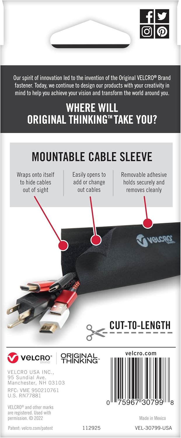 Mountable Cable Sleeve, Black