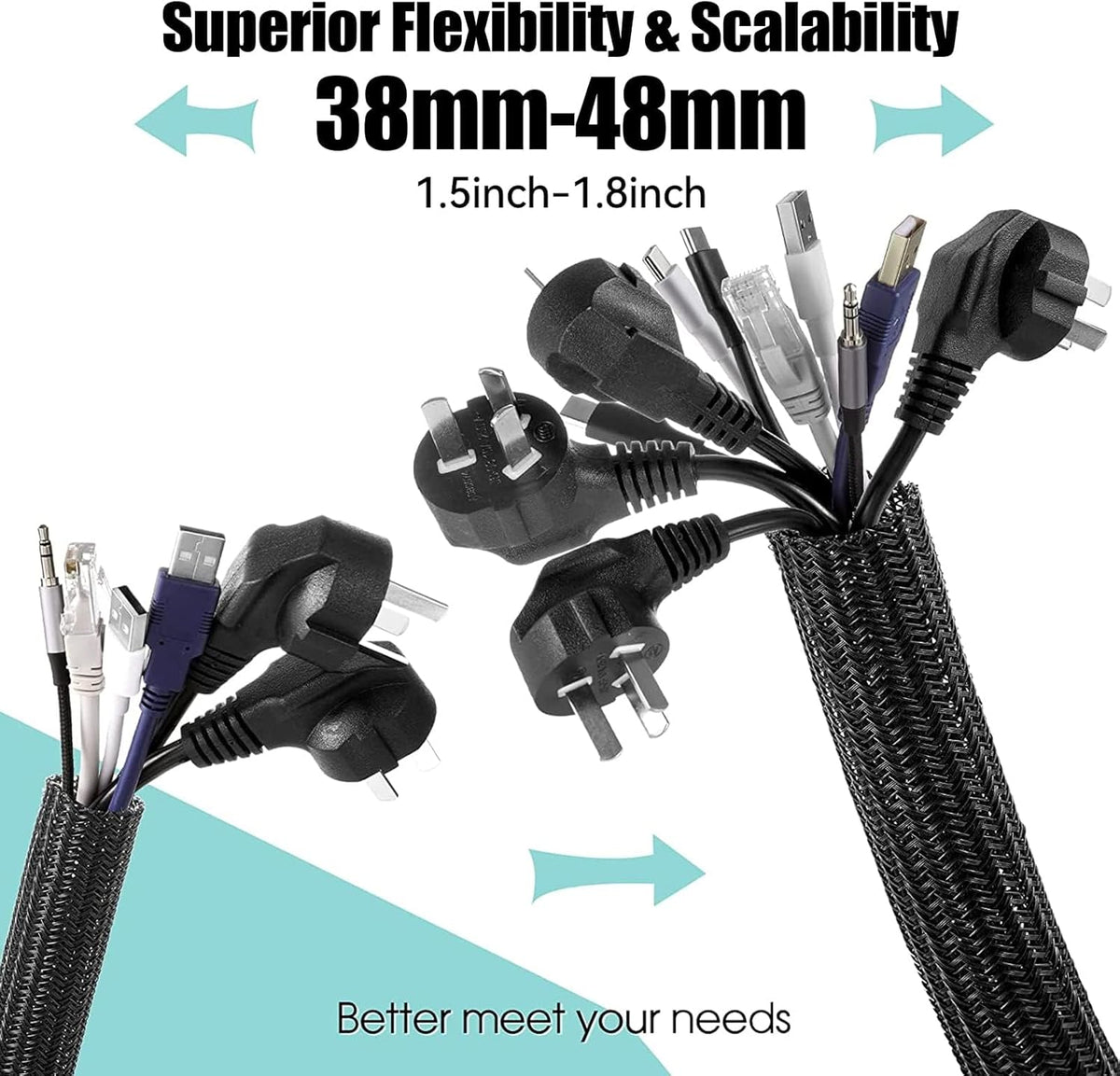 Cable Sleeve, 5ft, 2Pack