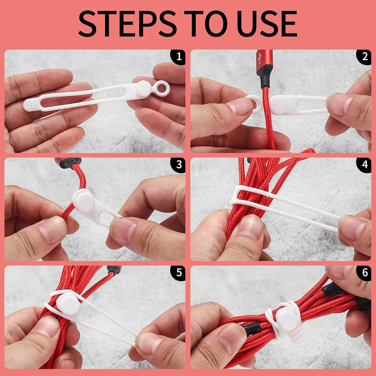 Silicone Cable Ties, Reusable Cable Straps Wire Organizer