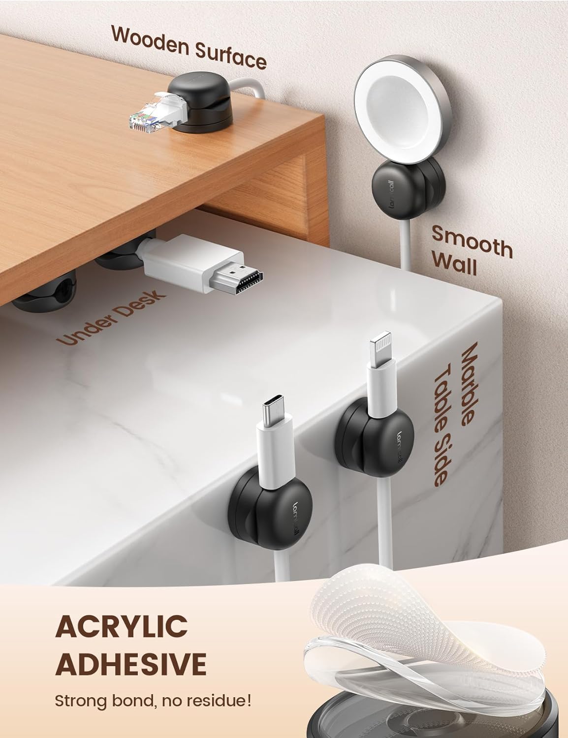 Rotatable Cord Organizer, 6Pack