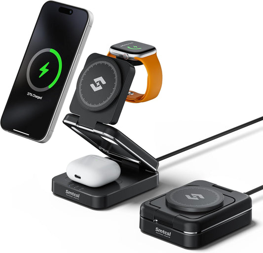 3-in-1 Foldable Wireless Charging Station: Magnetic Charger Pad