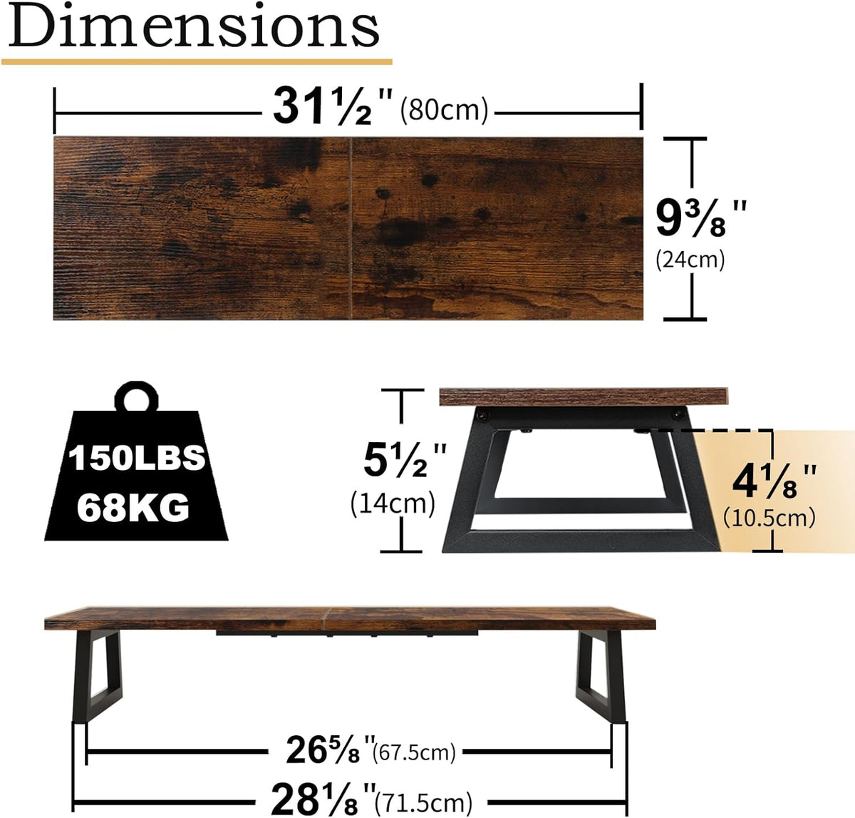 31.5 inch Dual Monitor Riser for 2 Monitors