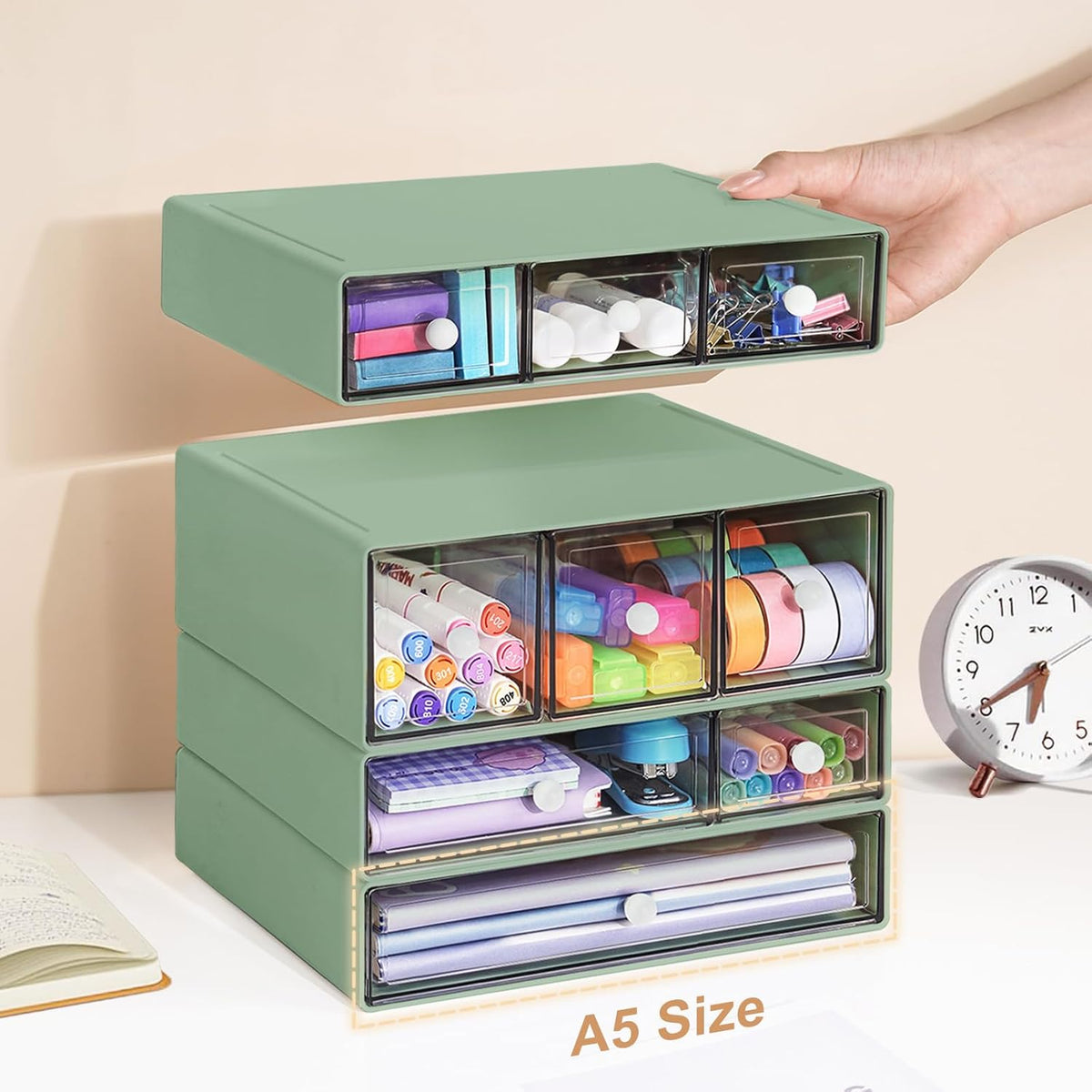 Desk Storage Organizer with 9 Drawers, Clear