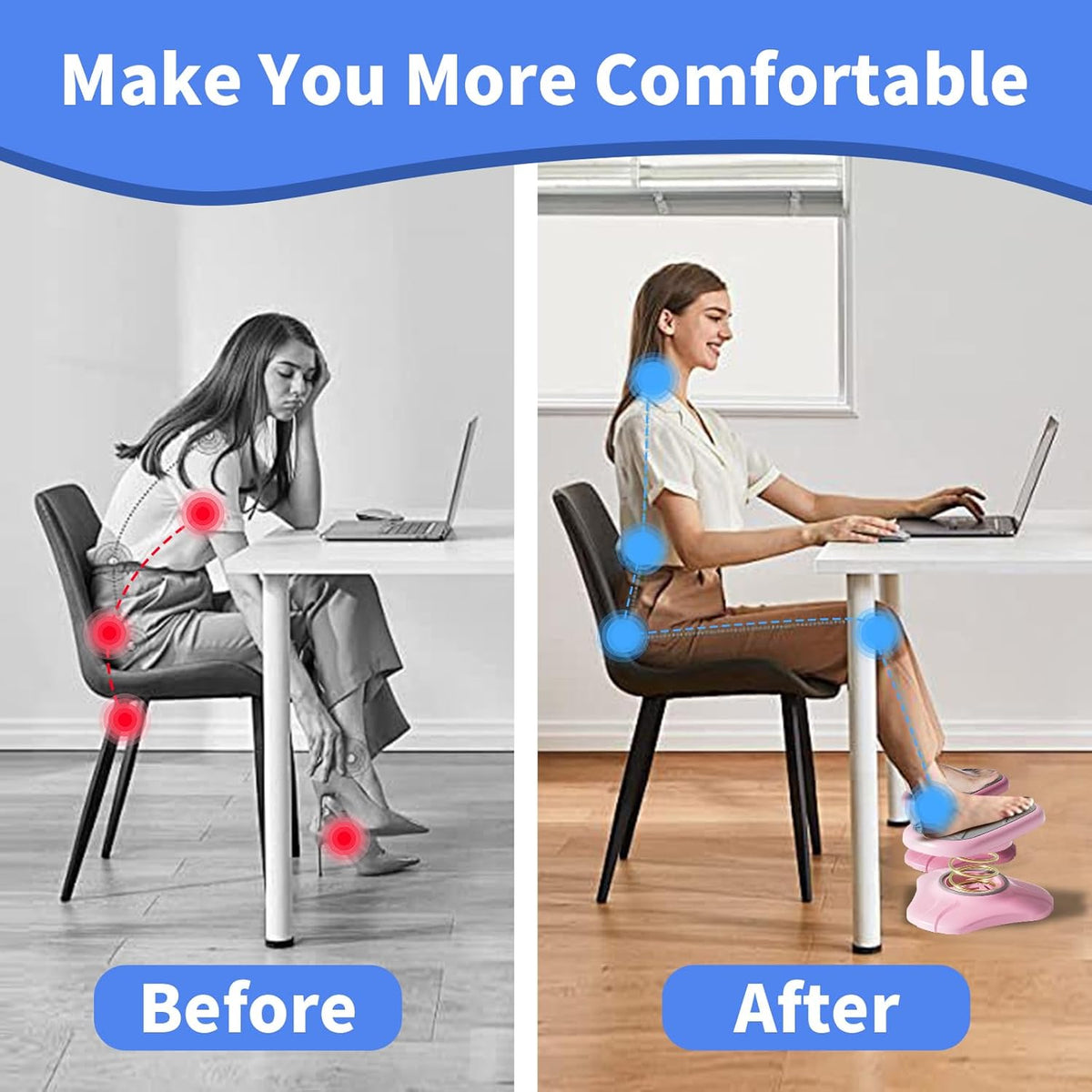 Foot Rest Under Desk, Ergonomic Foot Stool Under Office Desk
