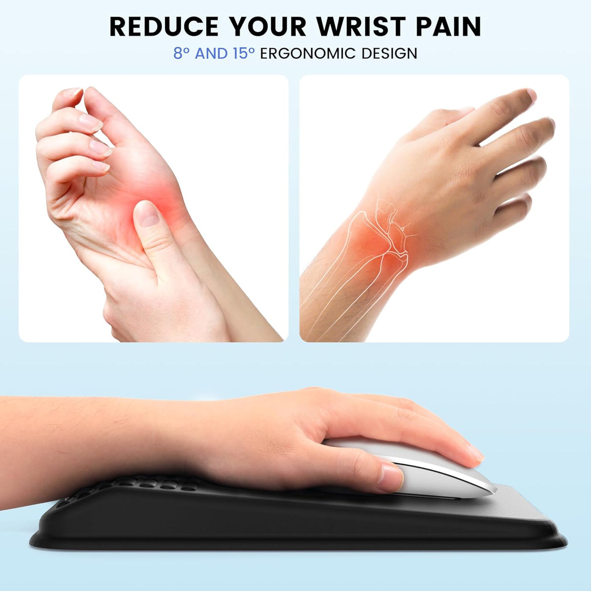 Mouse Pad with Wrist Rest, Black