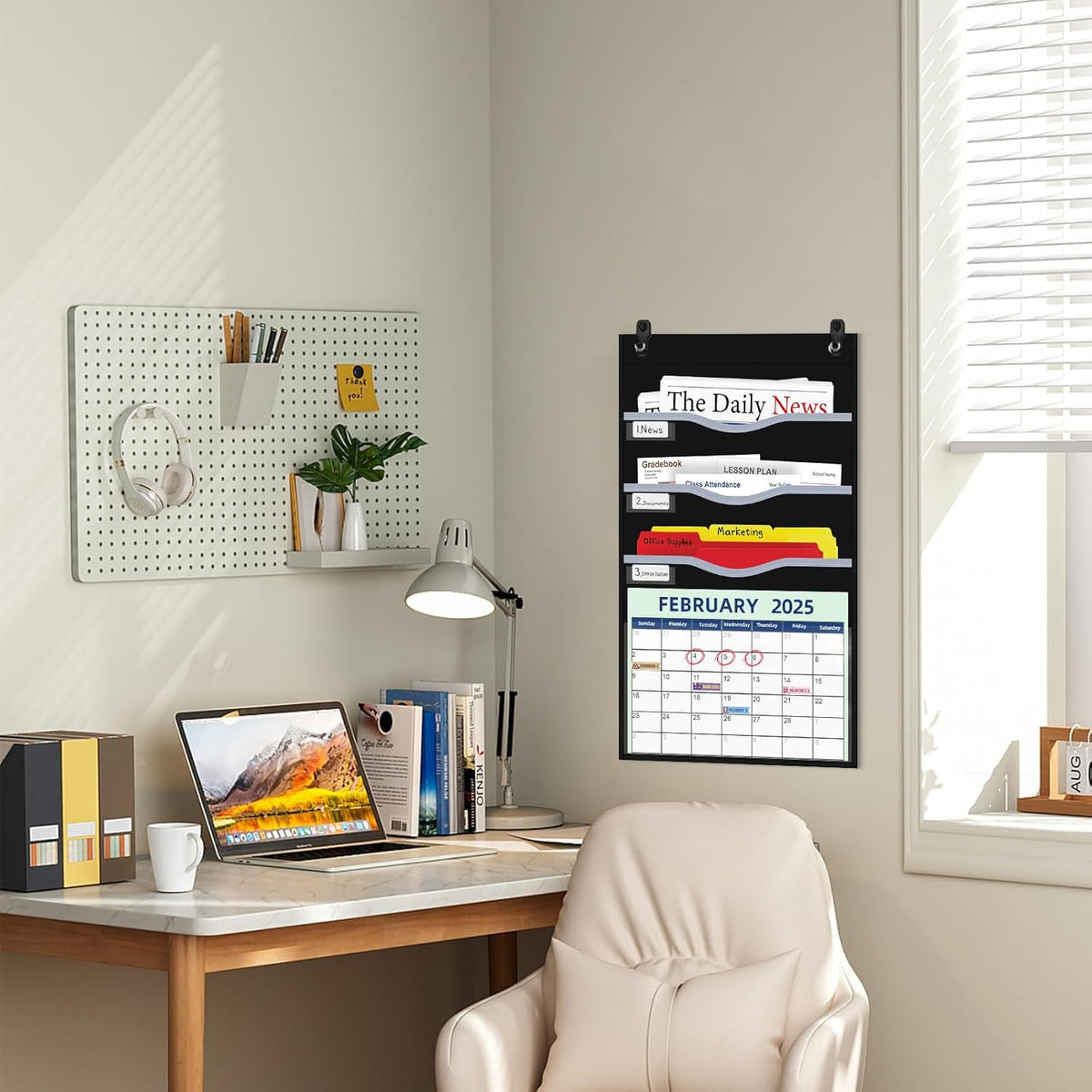 4 Pockets Hanging Wall File Organizer 15" Extra Wide Pocket Chart