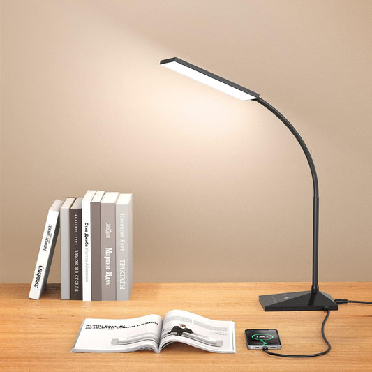 LED Desk Lamp with USB Charging Port, Black