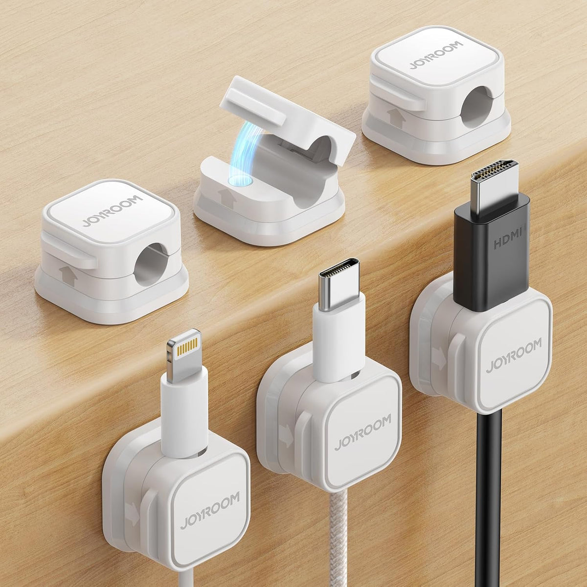Magnetic Cable Clips [Cable Smooth Adjustable] Cord Holder, 6 Pack