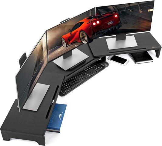 Monitor Stand Riser, 60 inch Large Bamboo Dual Monitor Stand