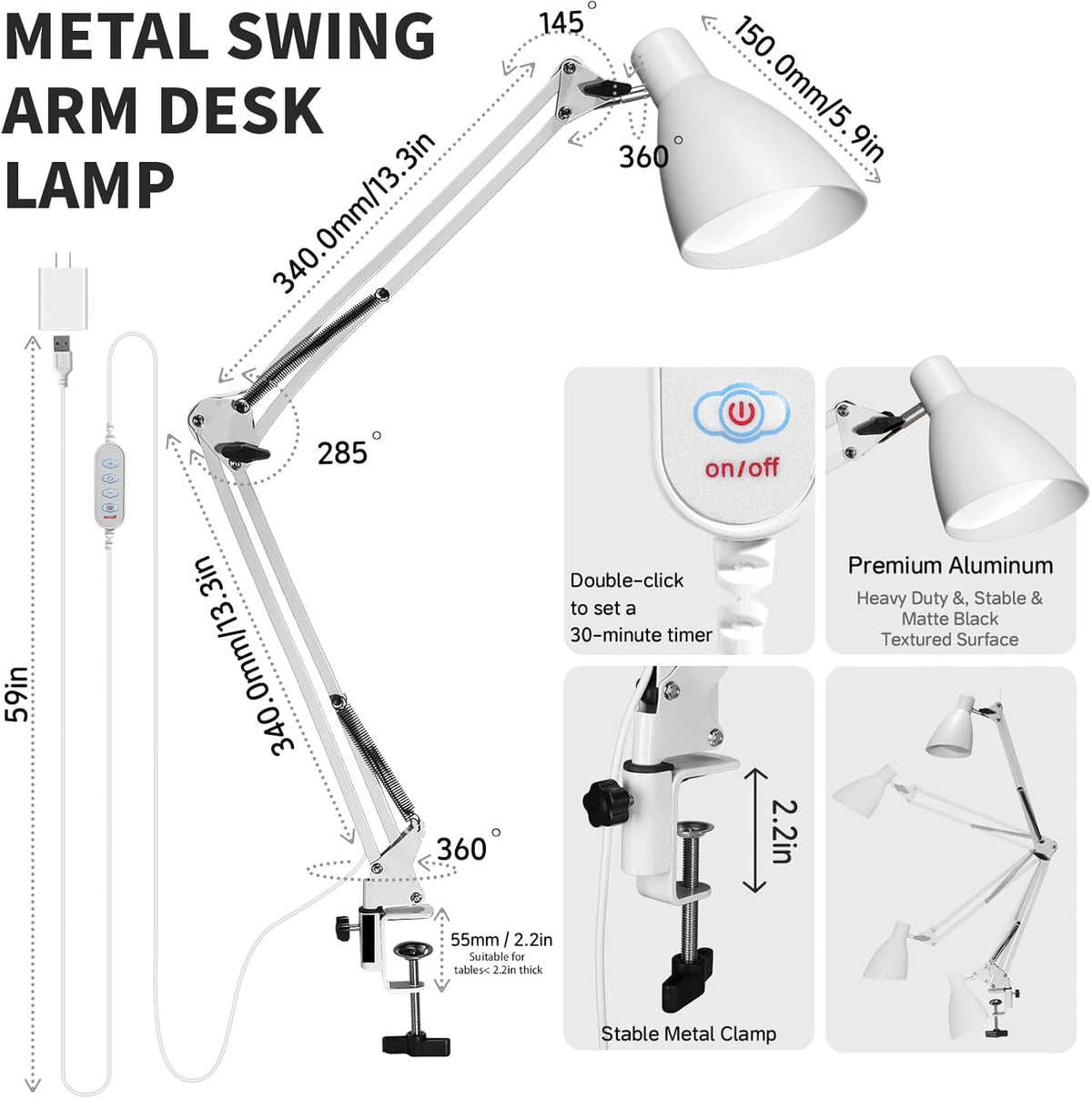 Led Desk Lamp, White