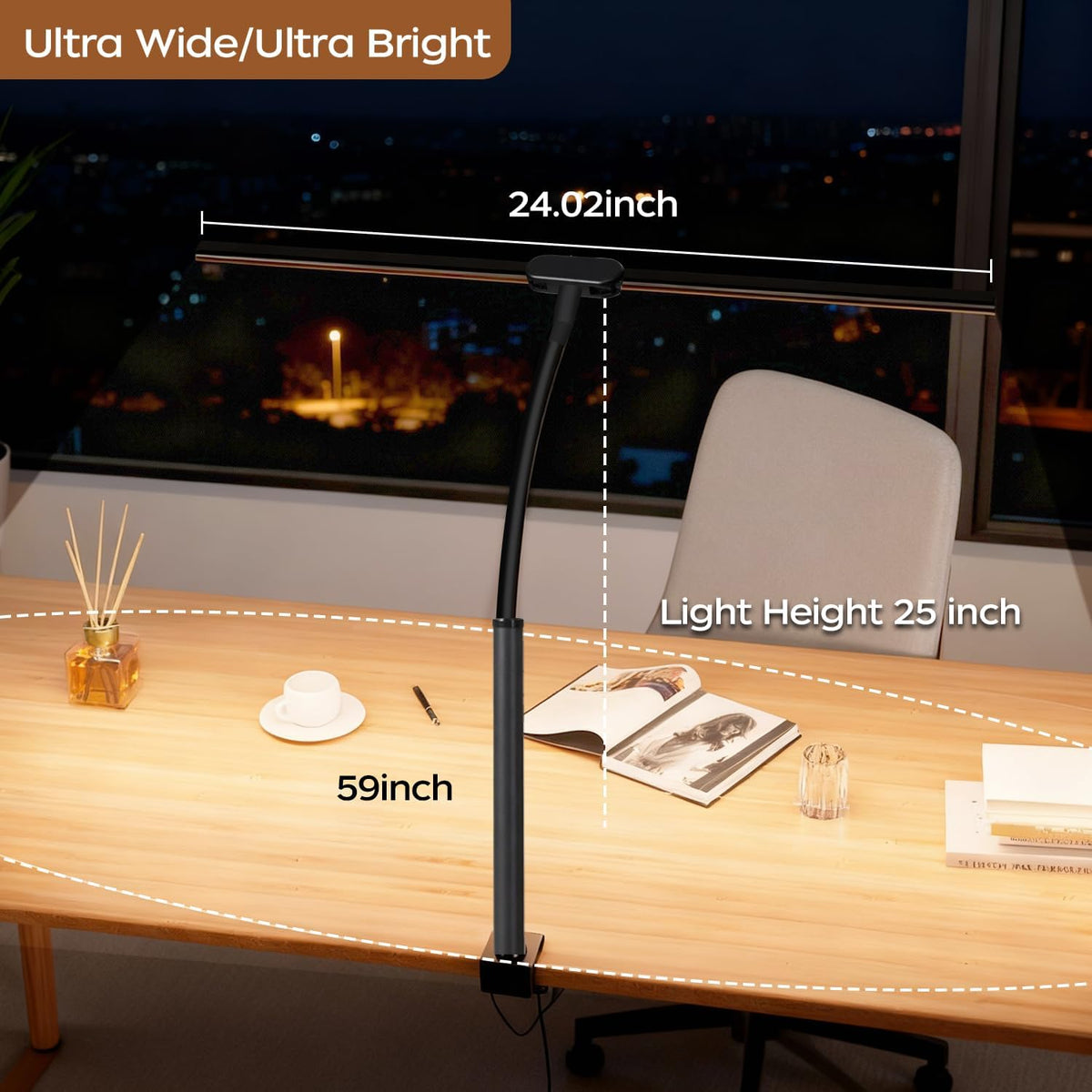 LED Desk Lamp with Clamp, Black