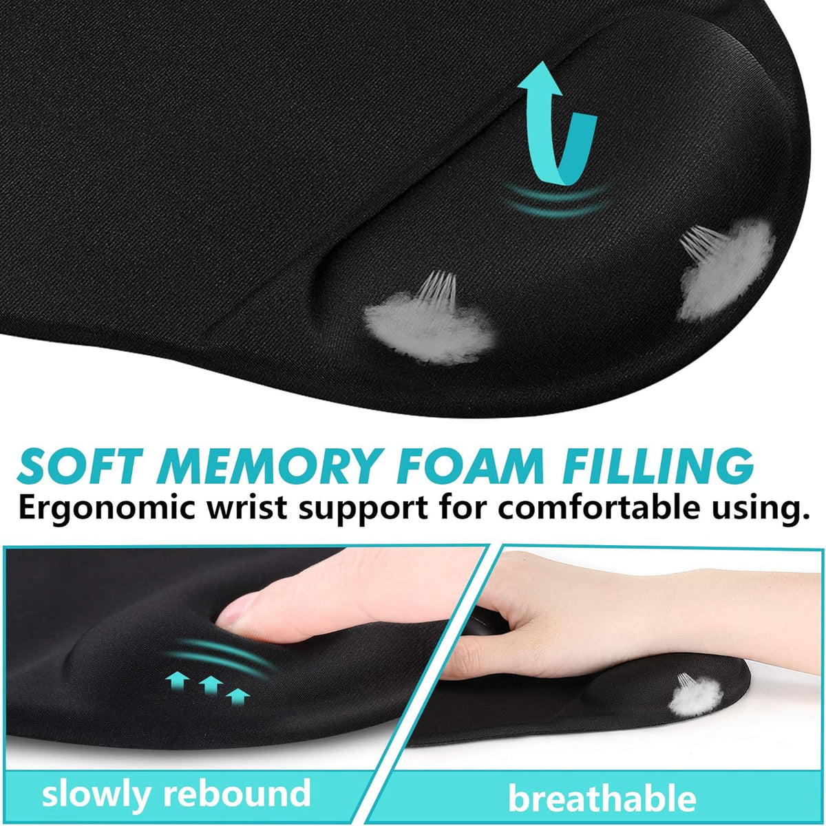 Ergonomic Mouse Pad with Wrist Rest Support, 3 Pack