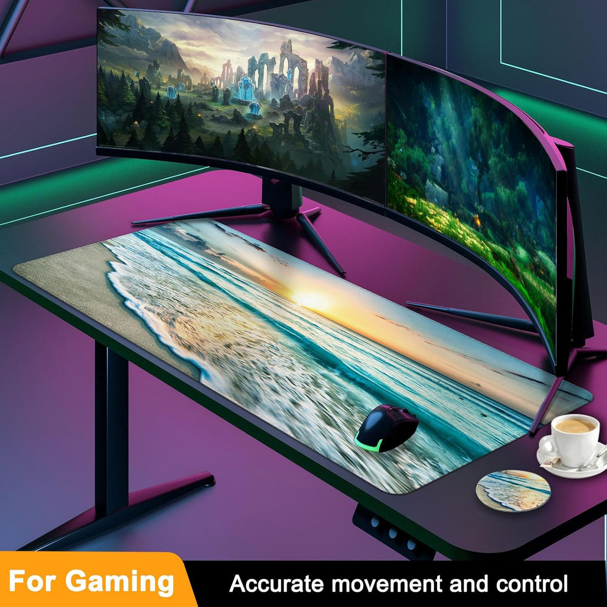 Large Gaming Mouse Pad with Coaster