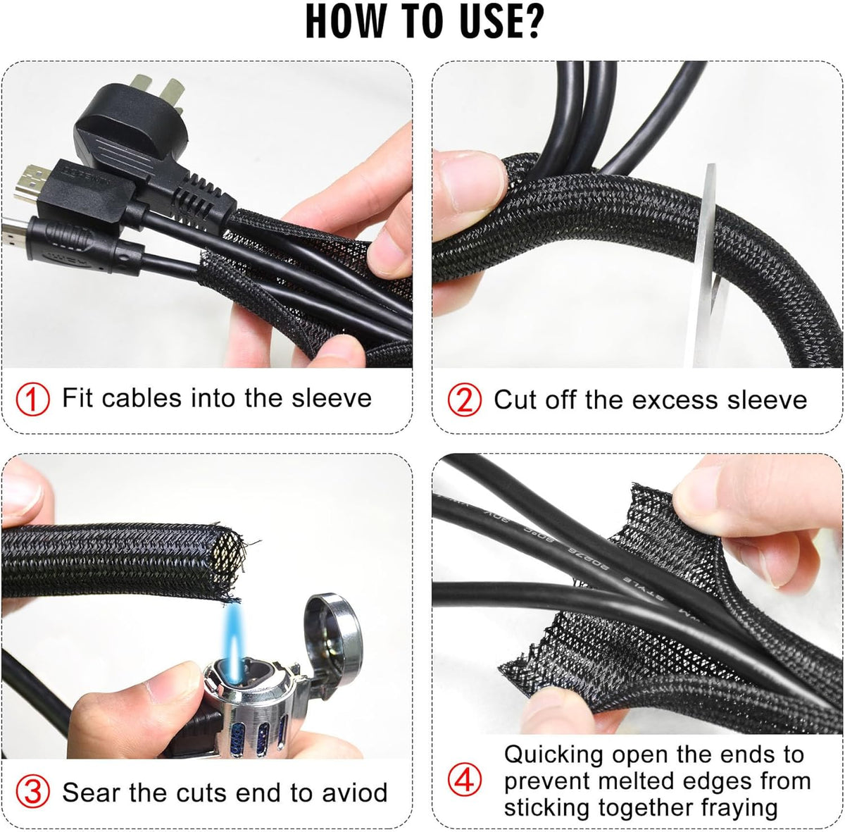 10ft - 1/2 inch Cord Protector Cable Sleeve Split Wire Loom Tubing for Power Cord Audio USB Cable, Cord Sleeve Cable Management for TV Computer, Cord Protectors from Pets Chewing, Black