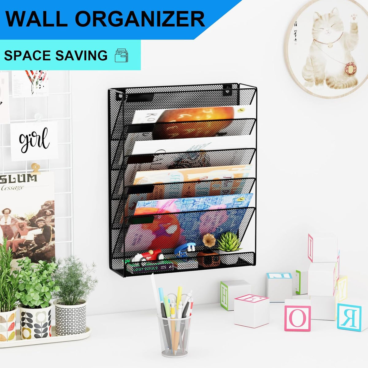 Wall File Organizer Holder Mesh Hanging Paper Document Holder