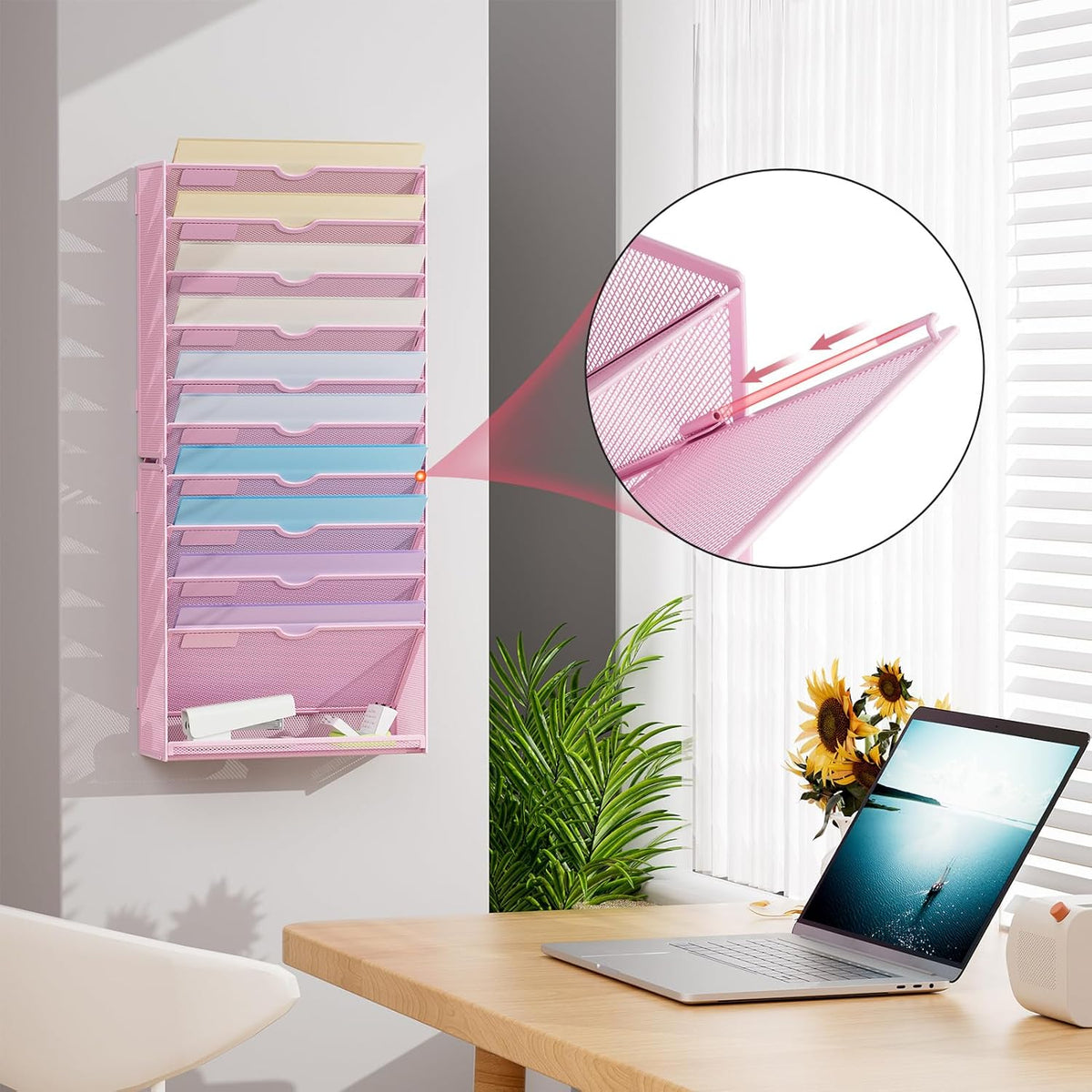 Wall File Holder 11-Tier Hanging Wall File Organizer