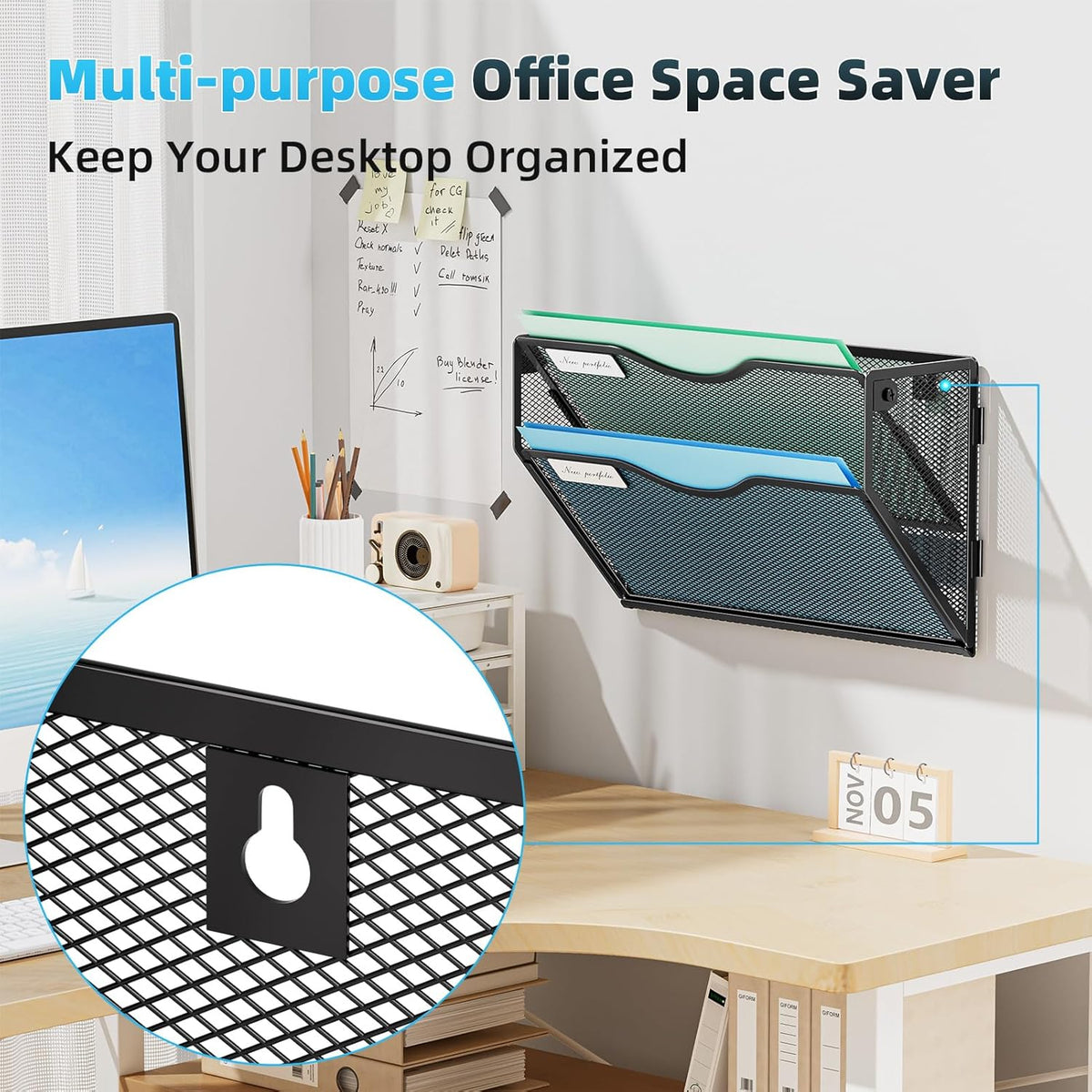 Wall File Holder 2-Tier Hanging Wall File Organizer