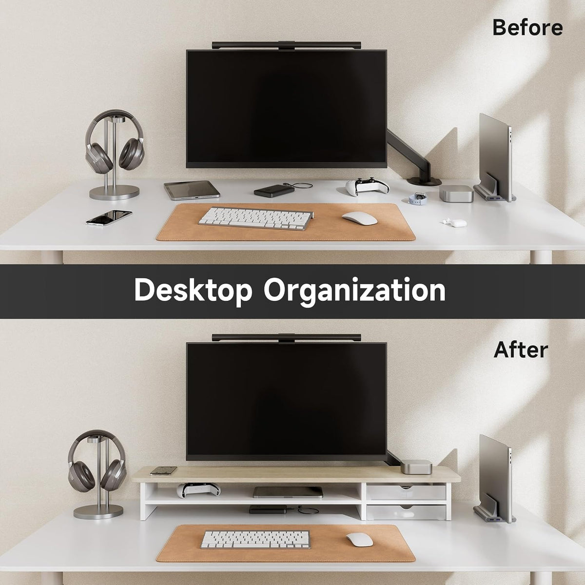Monitor Stand, Dual Monitor Riser, 2 Tier