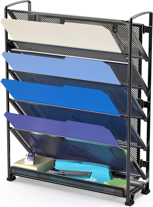 6-Tier Wall Mount Document Letter Tray Organizer, Black