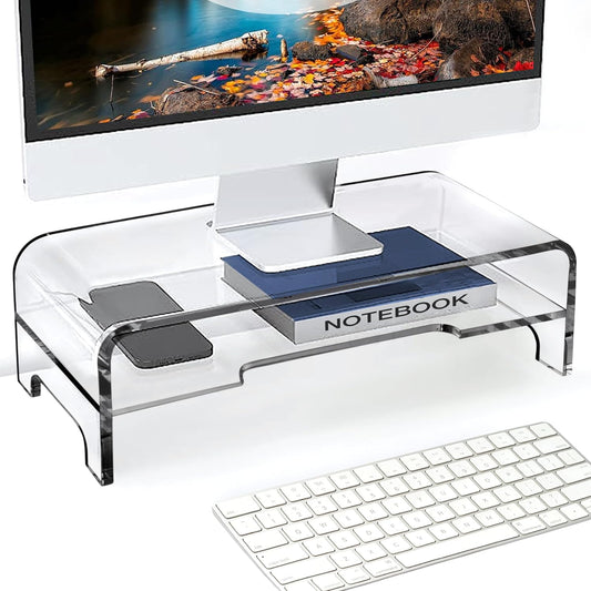Clear Acrylic Monitor Stand Riser 2 Tier, 5.5 Inches