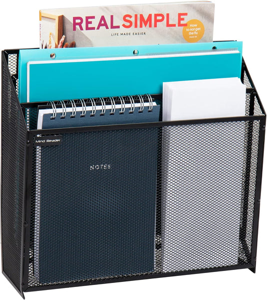 Vertical File Storage, Desktop Organizer, Black, Mesh